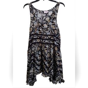 Intimately Free Black Multicolor Floral Sleeveless Tunic Style Dress Size Medium
